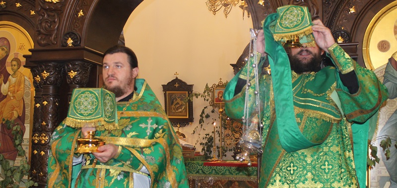 Божественная литургия в храме Рождества Христова в день Святой Троицы